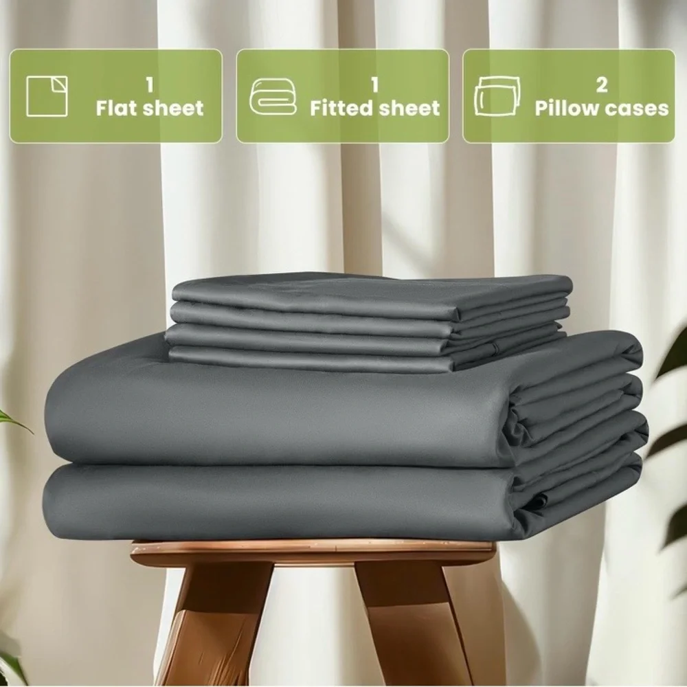 NIB SOFT Shilucheng 100% Viscose Derived from Bamboo. 4pc. Full Size Sheet Set